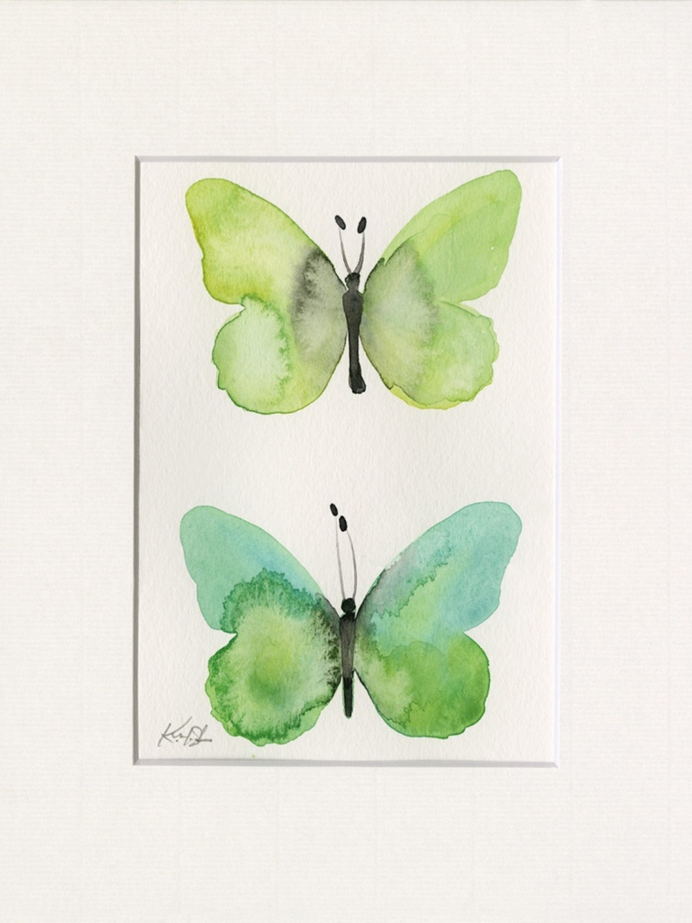 Butterfly Watercolor Painting in acid free 8x10 mat, Shabby Chic Butterfly 3